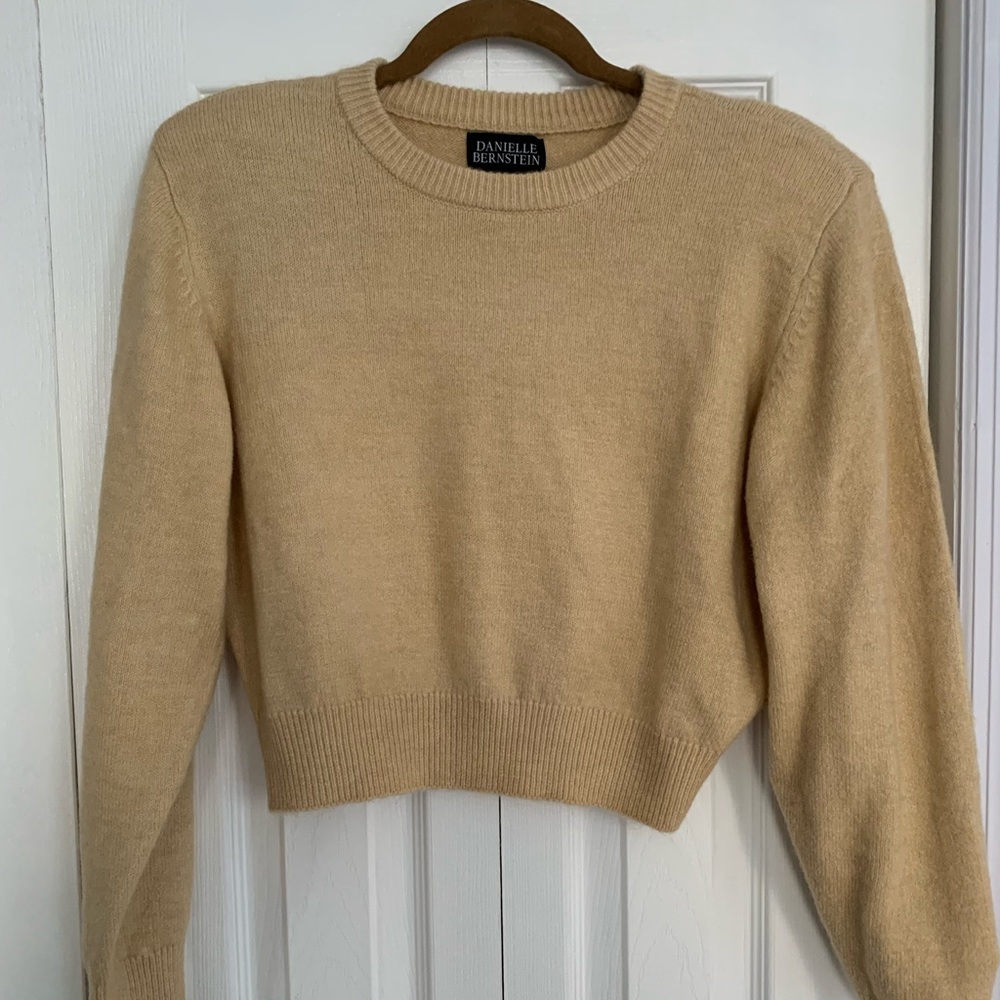 Tan Danielle Bernstein cropped sweater